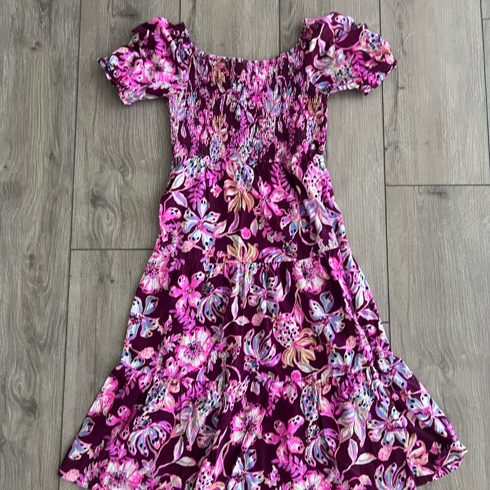 Girls Lilly Pulitzer Purple and Pink Midi Floral Dress